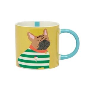 Joules "So Fetch" Multicolored Golden Pug Mug Dog Coffee Tea NWOT